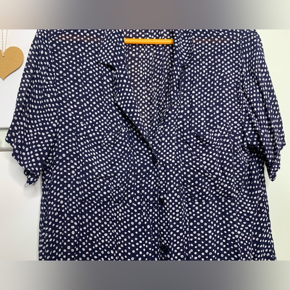 Cloth & Stone Dana Button-Down Blouse Blue & White Medium - Picture 6 of 11